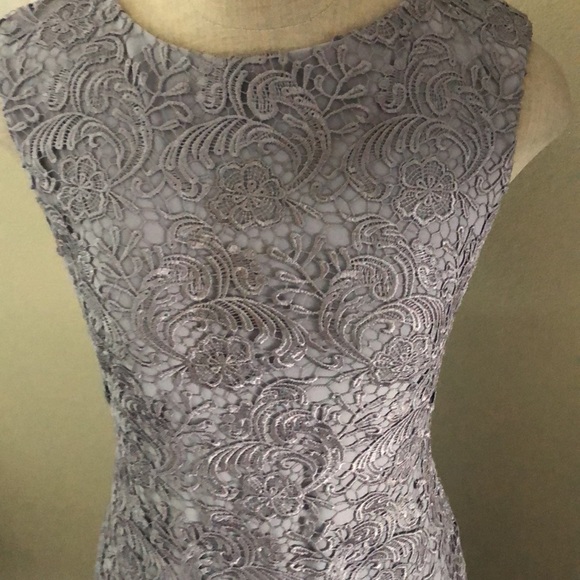 Ralph Lauren Evening Gray Lace Overlay Sheath Dress 6 - Picture 3 of 12
